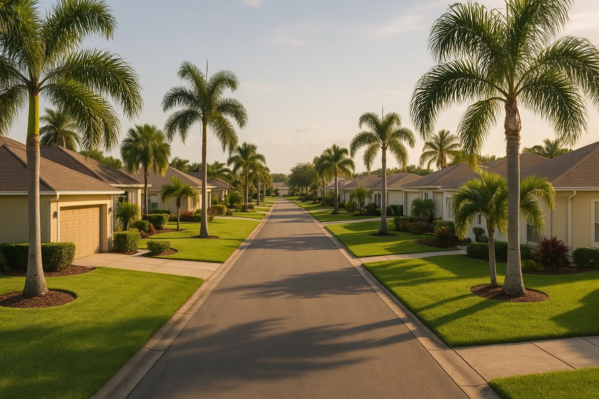 A well-kept Manatee County neighborhood lawn