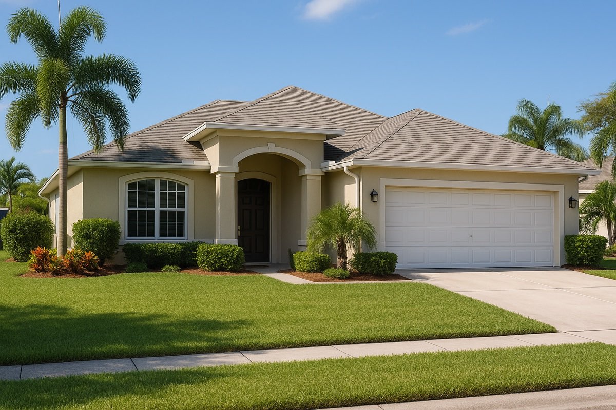 A neat, well-kept Florida home and lawn