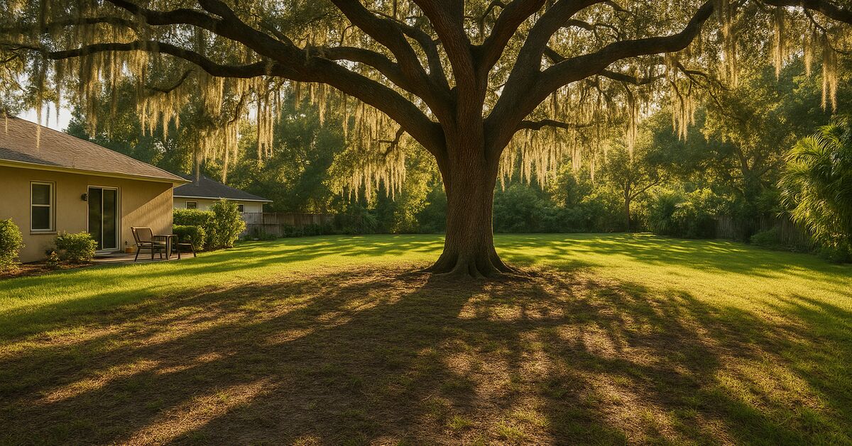 Growing grass in the shade under Florida oaks and palms